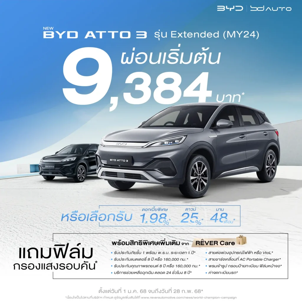 ตารางผ่อน New BYD ATTO3 2025